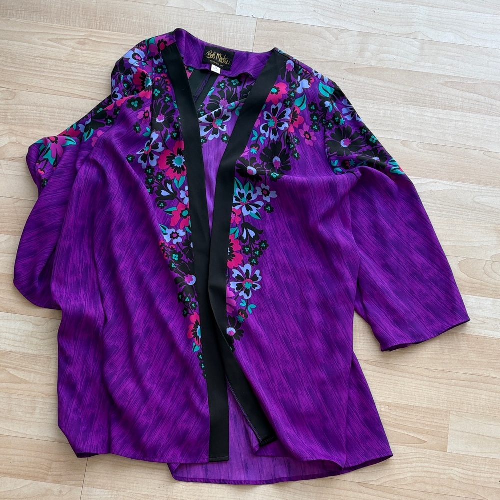 Bob Mackie Purple and Black Floral Wearable Art - image 1